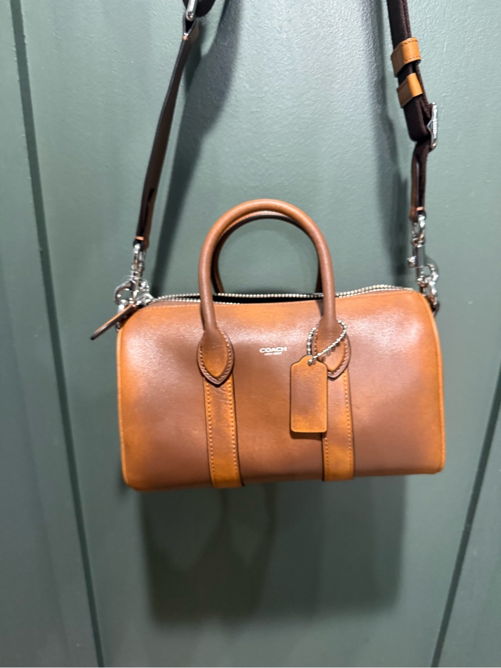 Coach Compass 25 In Brown Loved Leather NWT